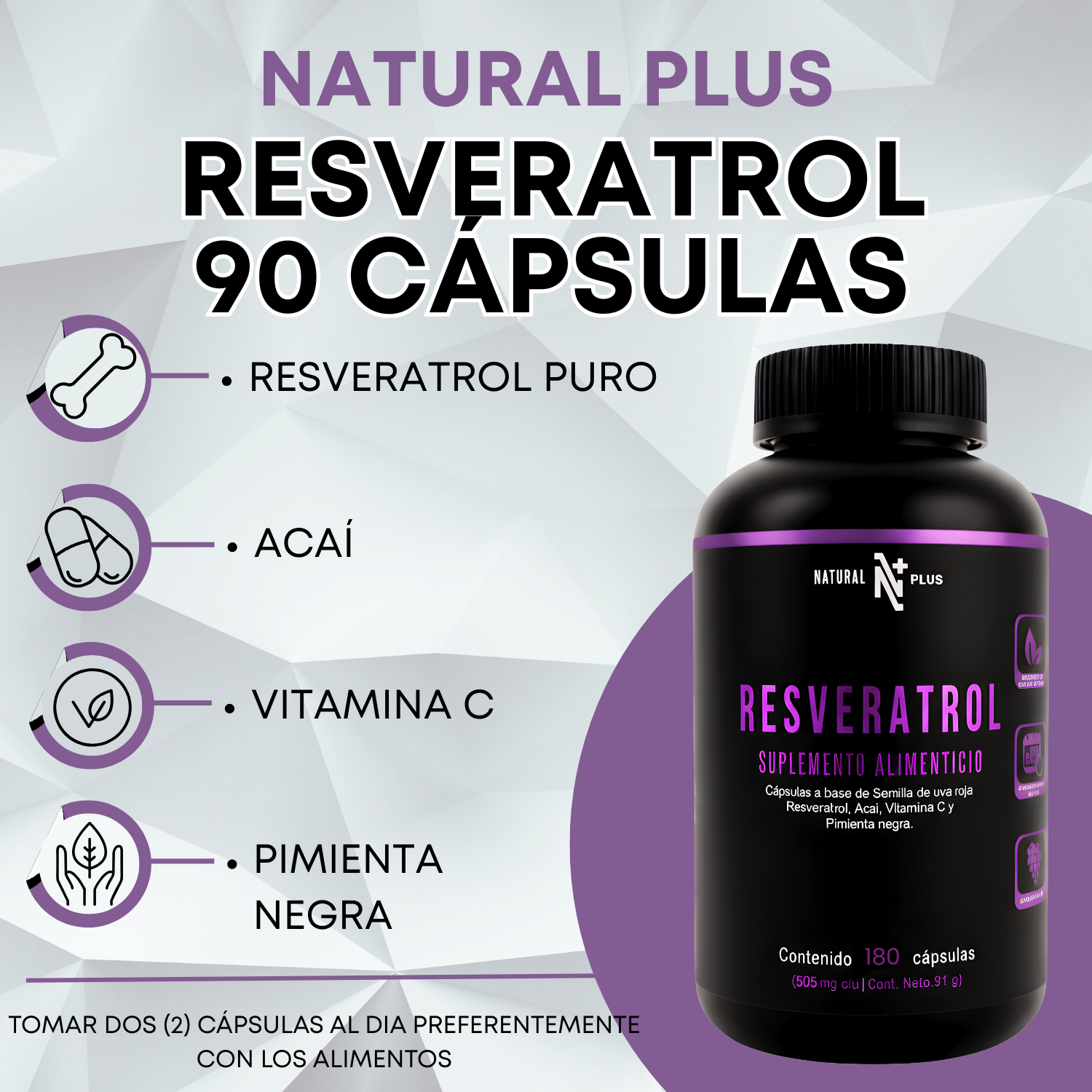 Resveratrol 180 Cápsulas