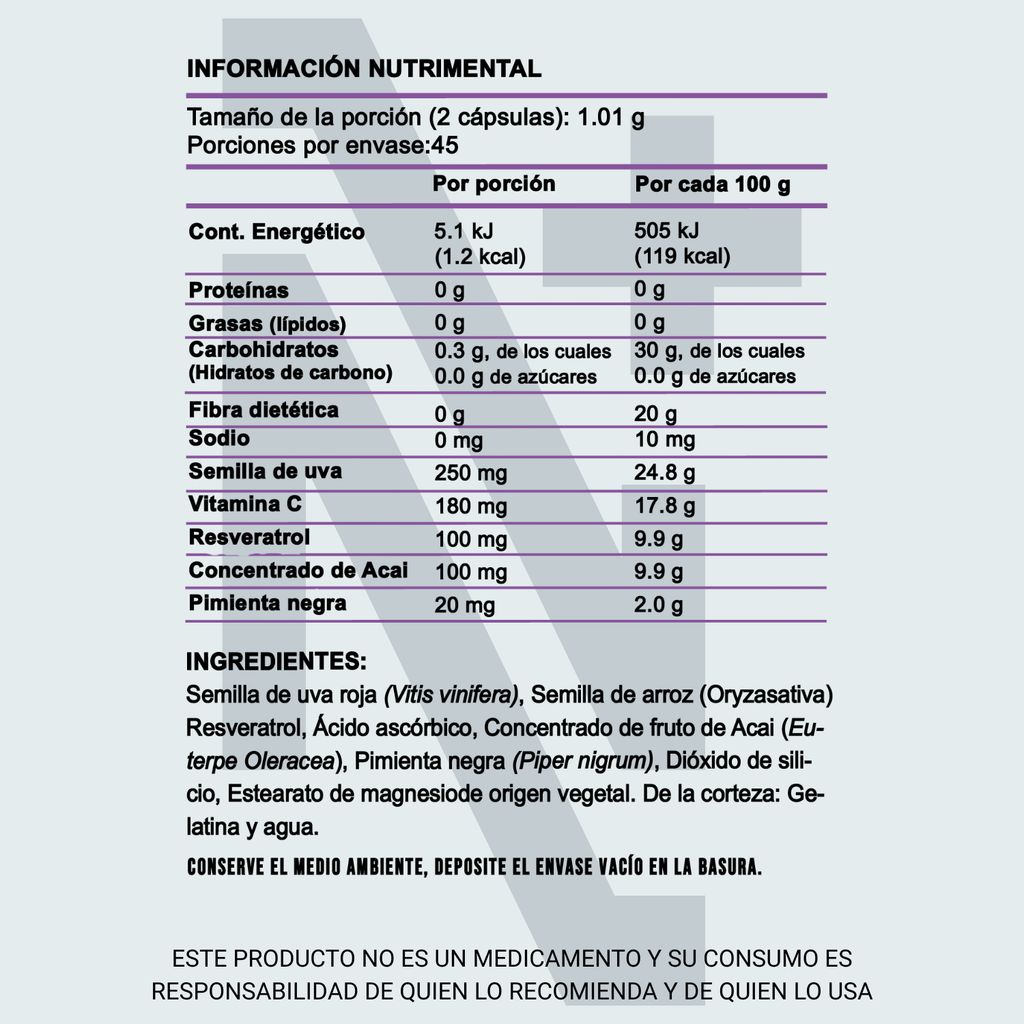 Resveratrol 90 Cápsulas