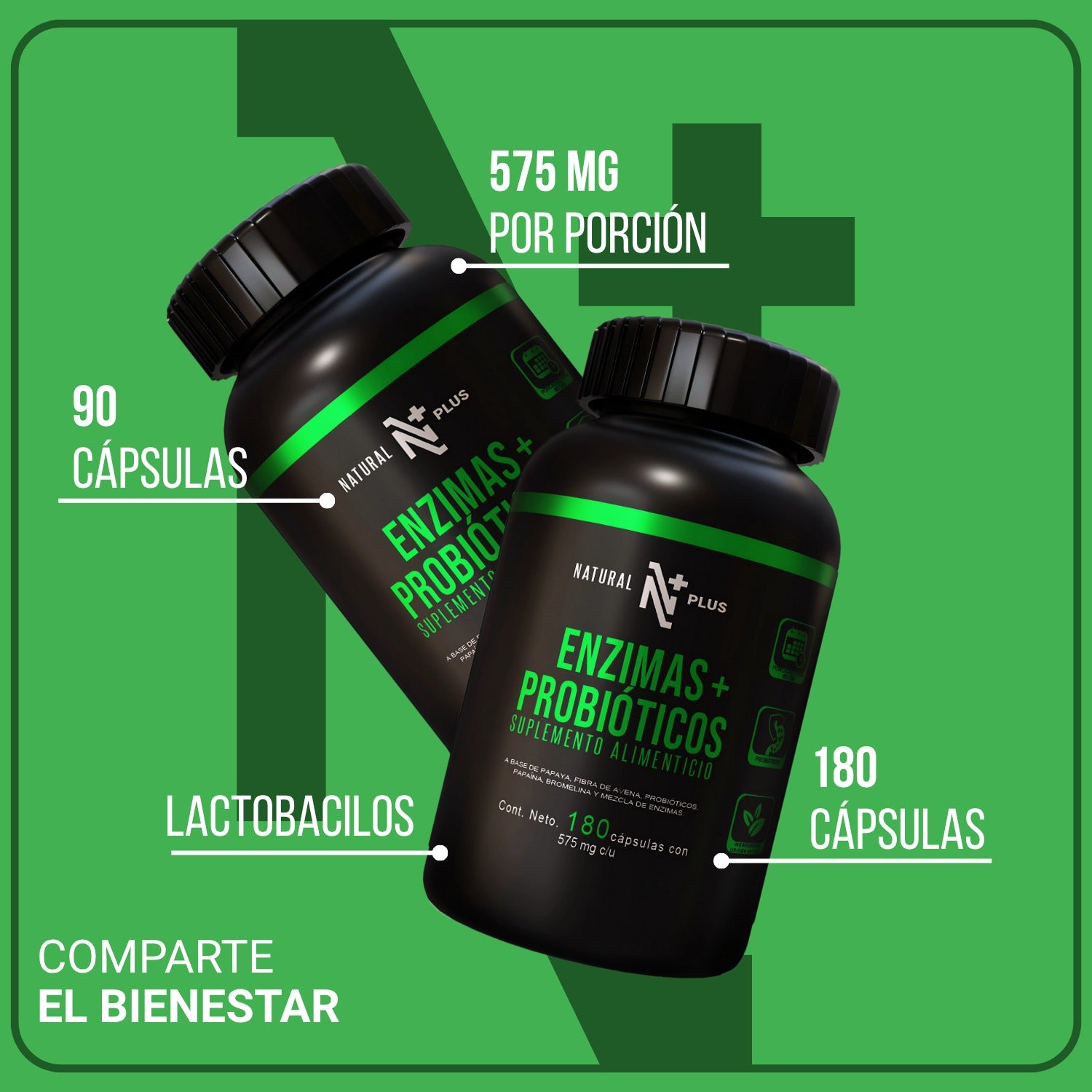 Enzimas + Probióticos 180 Cápsulas